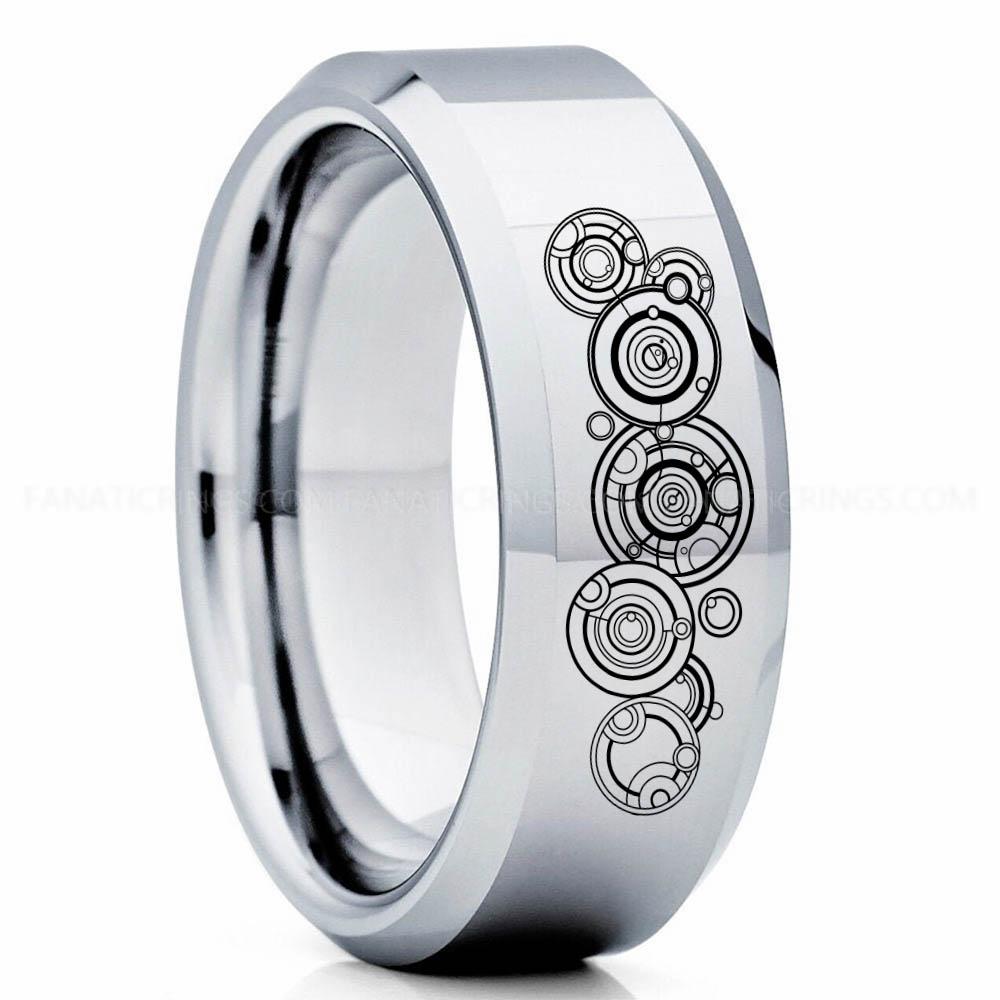MNKBG Silver Doctor Who Ring, Doctor Who Jewelry, Doctor Who Wedding Band, Doctor Who Wedding Ring, Gallifreyan Ring - Image 1
