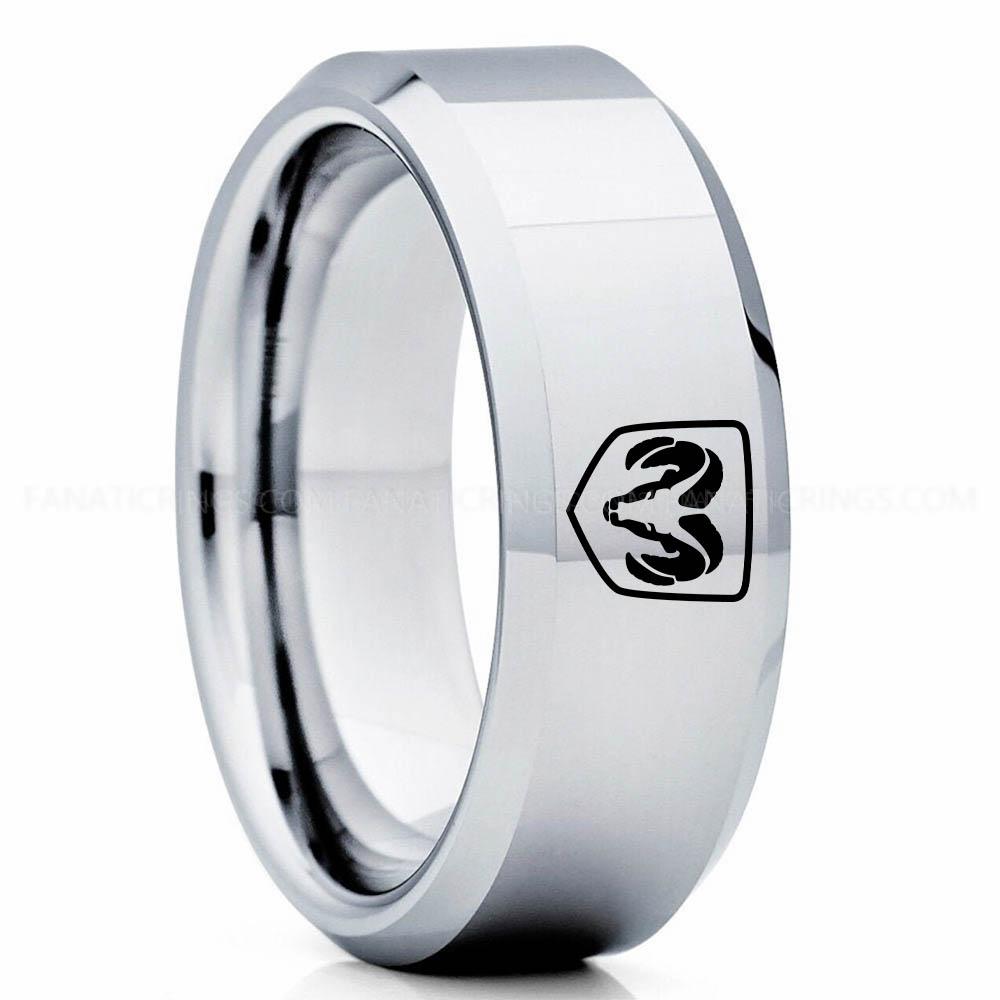 SIlver RAM (2) Dodge Ram Ring, Silver Dodge Ram Ring, Silver Tungsten Ring, Truck Ring, Silver Wedding Ring, Tungsten Wedding Band, Silver Tungsten Wedding Ring - Image 1