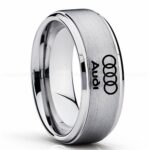 Audi Ring, Silver Audi Ring, Silver Tungsten Ring, Silver Wedding Ring, Silver Tungsten Wedding Ring