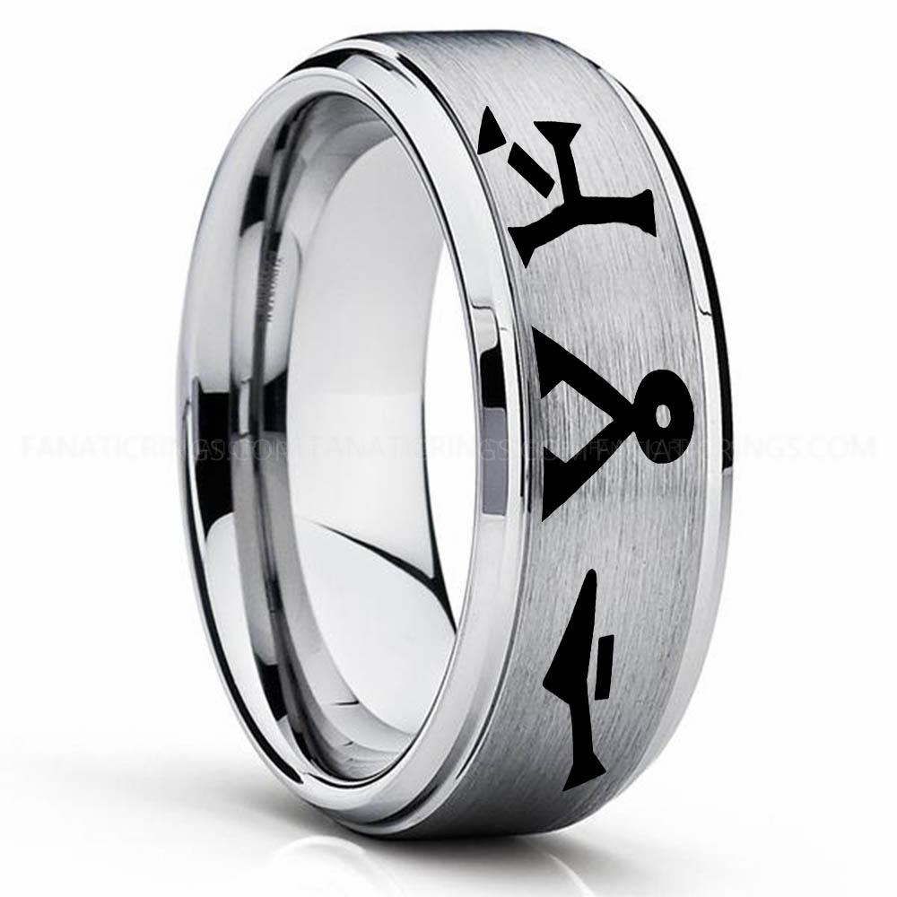 Silver 2 Character 1 Stargate Ring, Stargate Earth Ring, Earth Ring, Stargate Jewelry, Stargate Wedding Band - Image 1