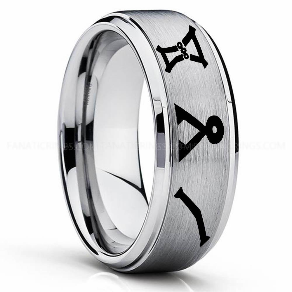 Silver 2 Character 2 Stargate Ring, Stargate Earth Ring, Earth Ring, Stargate Jewelry, Stargate Wedding Band - Image 1