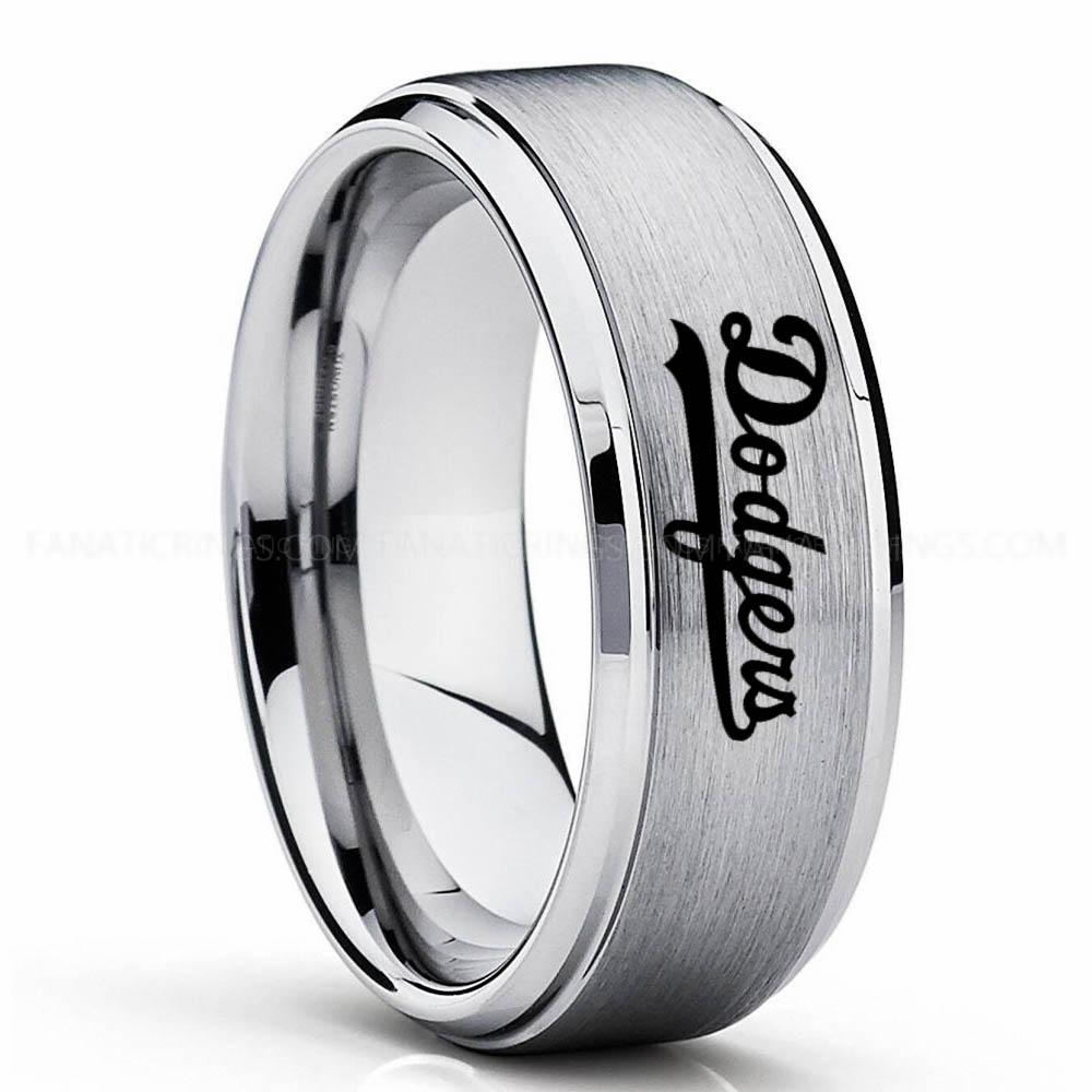 Silver (2) Dodgers Dodgers Ring, Dodgers Wedding Ring, Baseball Wedding Ring, Baseball Ring, Silver Wedding Ring, Baseball Wedding Band, Baseball Jewelry - Image 1