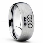 Audi Ring, Silver Audi Ring, Silver Tungsten Ring, Silver Wedding Ring, Silver Tungsten Wedding Ring