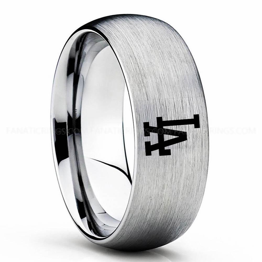 Silver (3) LA Dodgers Ring, Dodgers Wedding Ring, Baseball Wedding Ring, Baseball Ring, Silver Wedding Ring, Baseball Wedding Band, Baseball Jewelry - Image 1