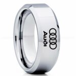 Audi Ring, Silver Audi Ring, Silver Tungsten Ring, Silver Wedding Ring, Silver Tungsten Wedding Ring