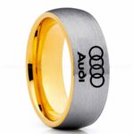 Audi Ring, Silver Audi Ring, Silver Tungsten Ring, Silver Wedding Ring, Silver Tungsten Wedding Ring