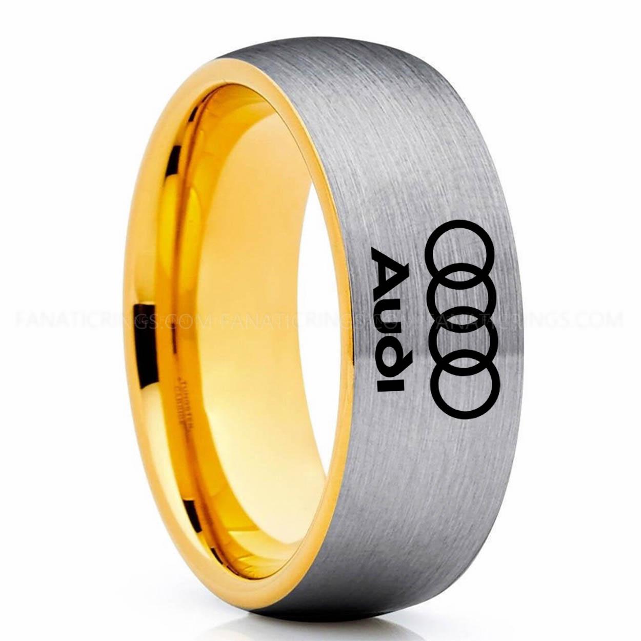 Silver Gold AUDI Audi Ring, Silver Audi Ring, Silver Tungsten Ring, Silver Wedding Ring, Silver Tungsten Wedding Ring - Image 1