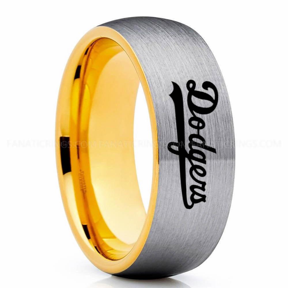 Silver Gold Dodgers Dodgers Ring, Dodgers Wedding Ring, Baseball Wedding Ring, Baseball Ring, Silver Wedding Ring, Baseball Wedding Band, Baseball Jewelry - Image 1