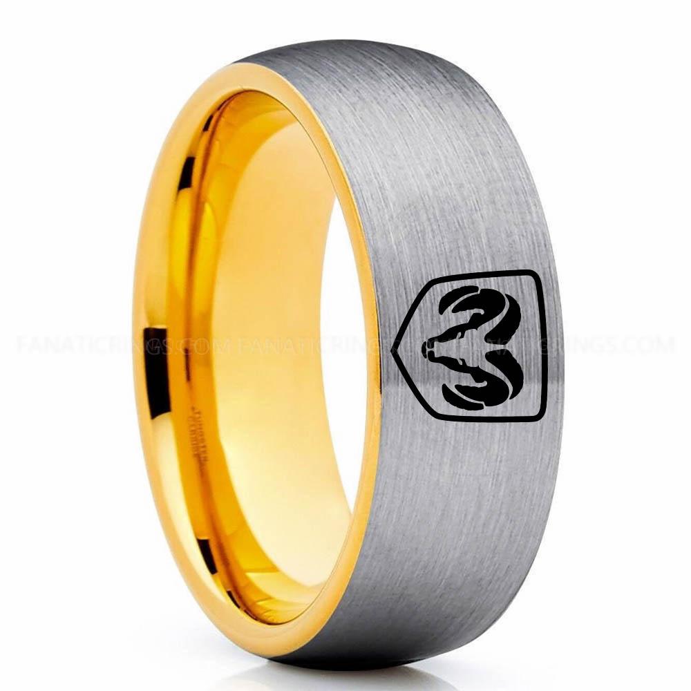 Silver Gold RAM (1) Dodge Ram Ring, Silver Dodge Ram Ring, Silver Tungsten Ring, Truck Ring, Silver Wedding Ring, Tungsten Wedding Band, Silver Tungsten Wedding Ring - Image 1