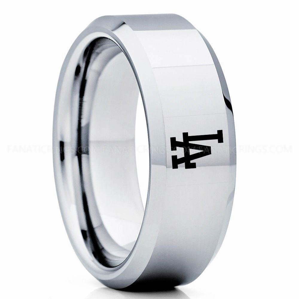 Silver LA Dodgers Ring, Dodgers Wedding Ring, Baseball Wedding Ring, Baseball Ring, Silver Wedding Ring, Baseball Wedding Band, Baseball Jewelry - Image 1