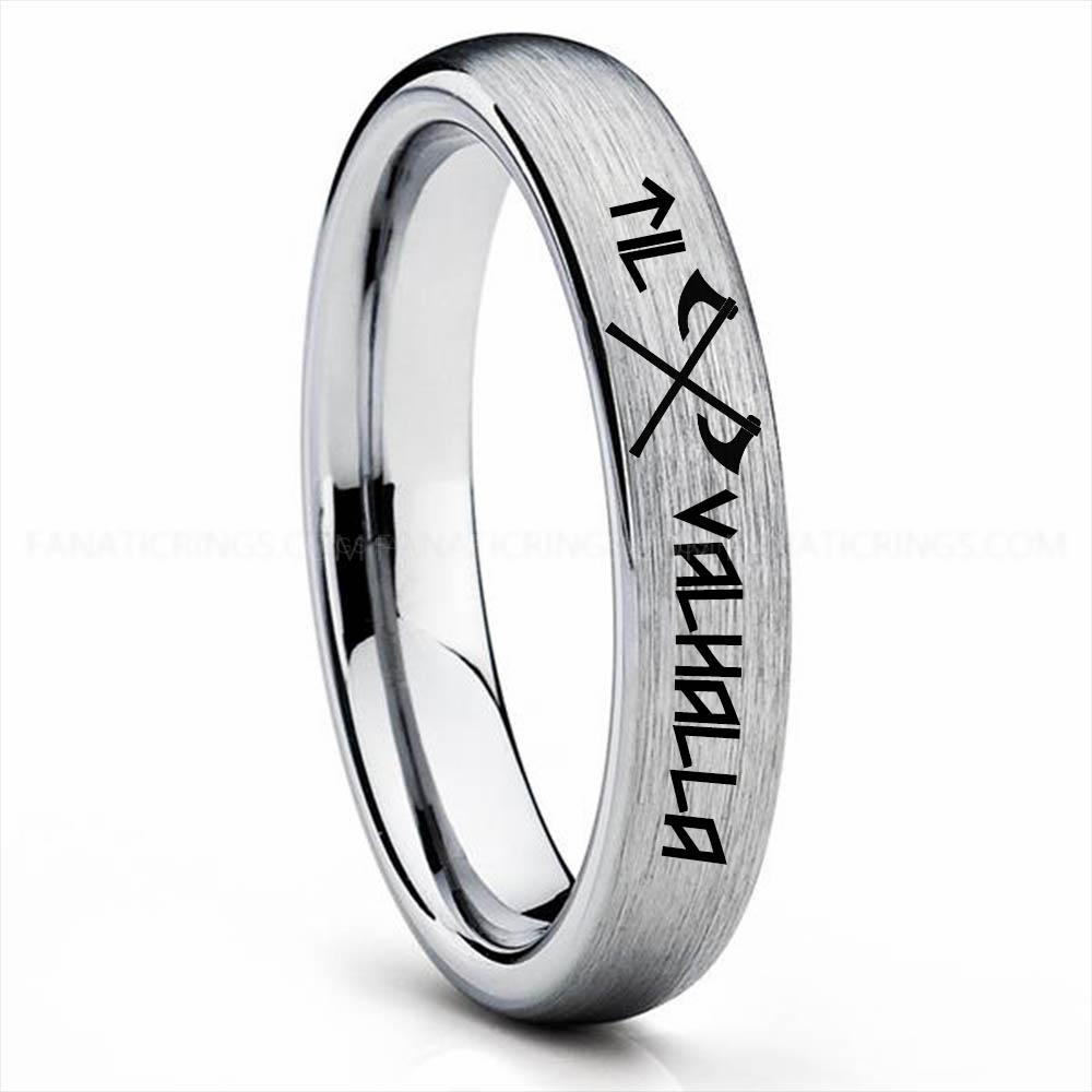 Silver Single Til Valhalla Ring, Viking Ring, Runes Ring, Valknut Ring, Nordic Ring, Norsemen Ring, Nordic Runes Ring, Silver Tungsten Band - Image 1