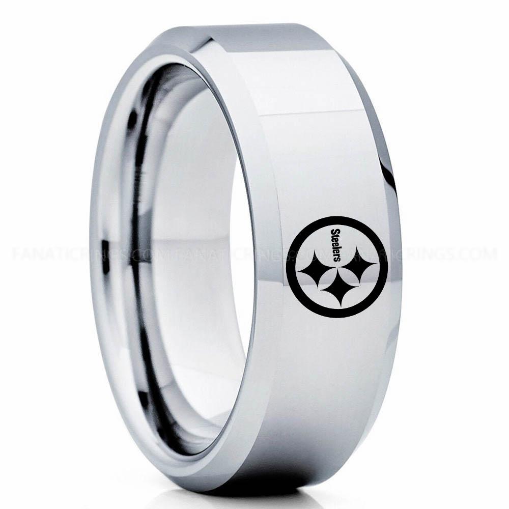 Steelers Silver Steelers Ring, Steelers Wedding Band, Steelers Wedding Ring, Steelers Jewelry - Image 1