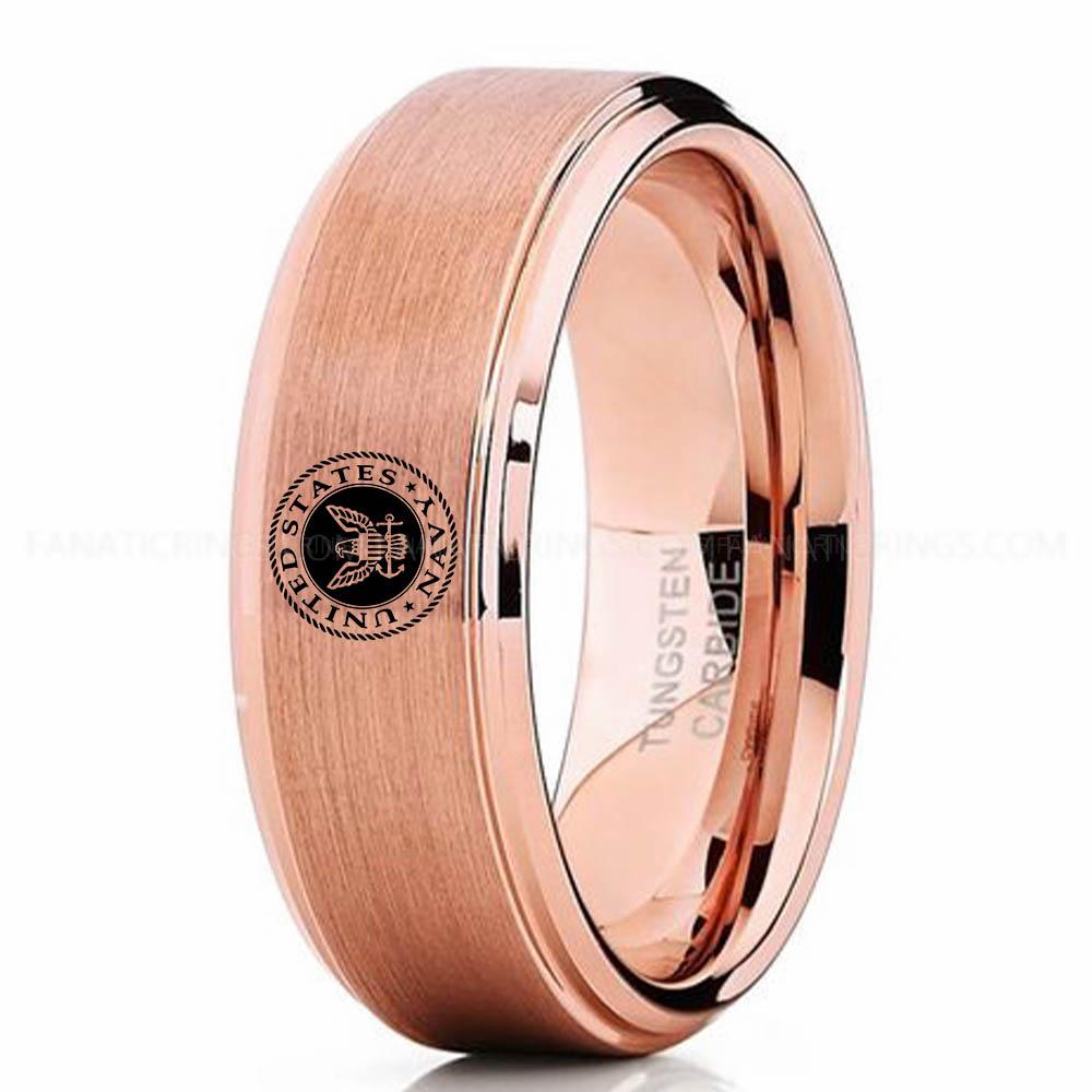United States NAvy Pink US Navy Ring, Semper Fidelis Ring, Navy Wedding Band, Camo Rings, Army Rings, Military Ring, Military Jewelry - Image 1