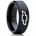 Chevy Ring, Chevrolet Ring, Chevy Bowtie Ring, Auto Racing Ring, Chevy Wedding Band, Chevrolet Wedding Ring