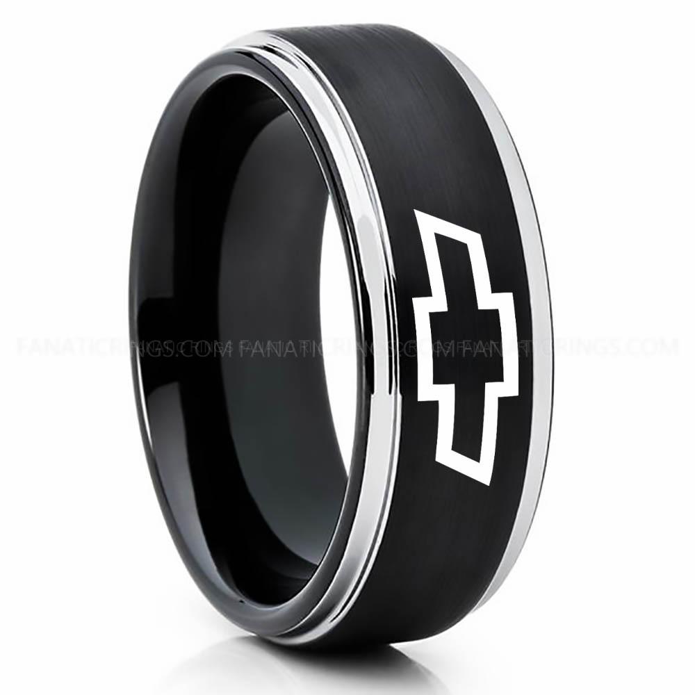 couple set 5a-2 Chevy Ring, Chevrolet Ring, Chevy Bowtie Ring, Auto Racing Ring, Chevy Wedding Band, Chevrolet Wedding Ring - Image 1