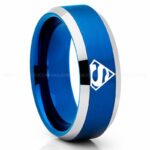 Superman Ring, Superman Wedding Band, Superman Wedding Ring, Blue Wedding Band, Blue Wedding Ring