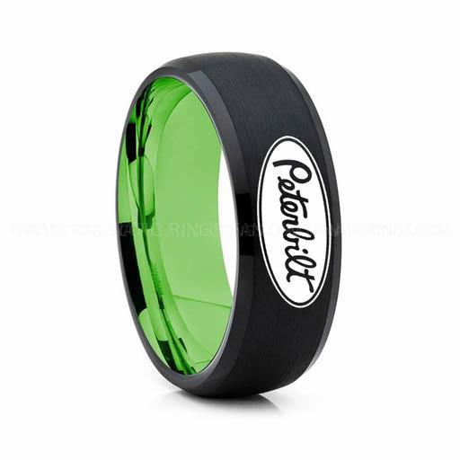 hl-38703310036 Trucker Ring, Truck Driver Ring, Peterbilt Truck Ring, Peterbilt Ring, Black Tungsten Ring, Black Wedding Ring, Truck Ring, Black Ring - Image 1