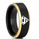 Superman Ring, Superman Wedding Band, Superman Wedding Ring, Black Wedding Band, Black Wedding Ring
