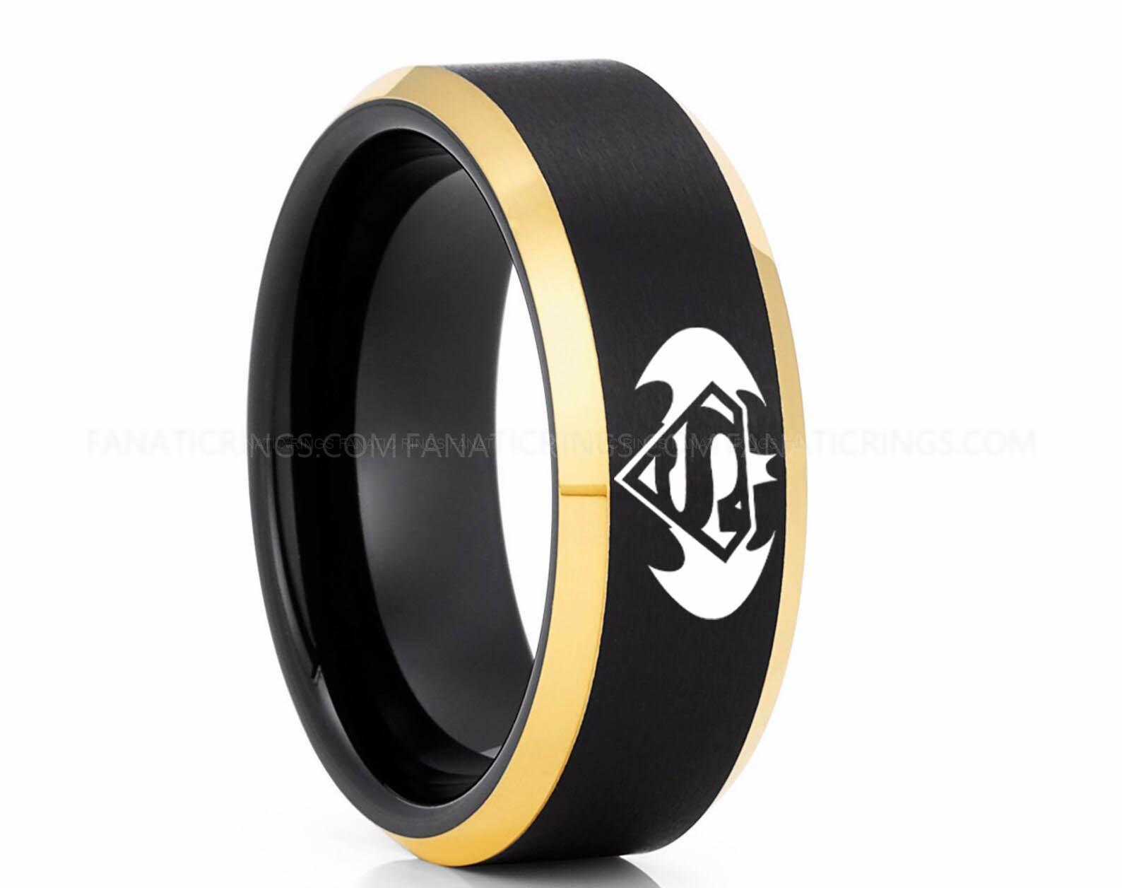 il_1588xN.2860150765_s072 Batman Ring, Batman Wedding Band, Batman Wedding Ring, Black Wedding Band, Black Wedding Ring - Image 1