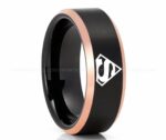 Superman Ring, Superman Wedding Band, Superman Wedding Ring, Black Wedding Band, Black Wedding Ring