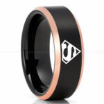 Superman Ring, Superman Wedding Band, Superman Wedding Ring, Black Wedding Band, Black Wedding Ring