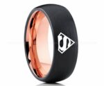 Superman Ring, Superman Wedding Band, Superman Wedding Ring, Black Wedding Band, Black Wedding Ring
