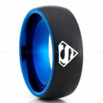 Superman Ring, Superman Wedding Band, Superman Wedding Ring, Black Wedding Band, Black Wedding Ring