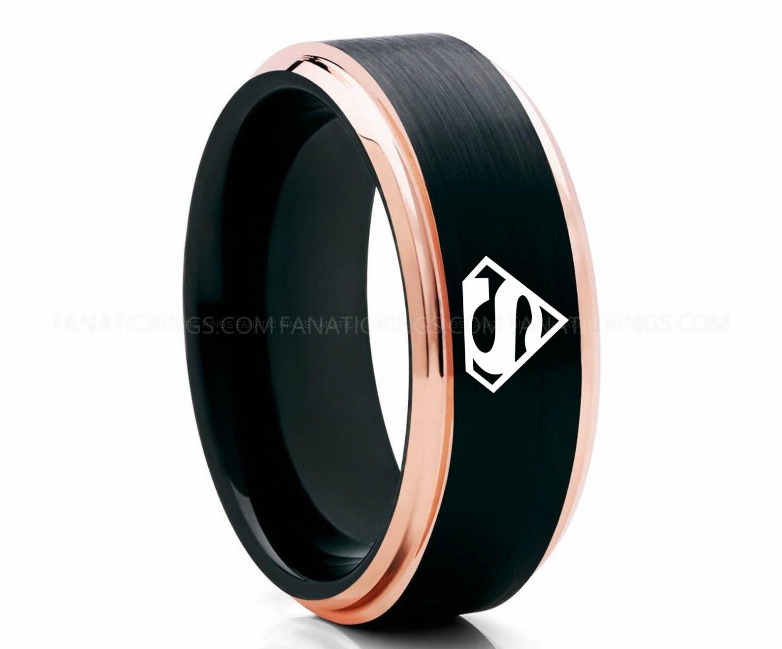 il_1588xN.3015608321_ghzr (1) Superman Ring, Superman Wedding Band, Superman Wedding Ring, Black Wedding Band, Black Wedding Ring - Image 1