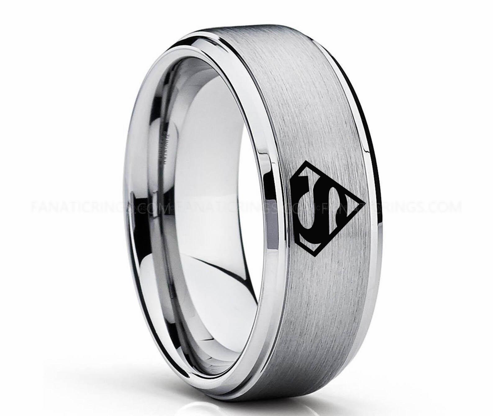 il_1588xN.3093503375_lb8f (1) Superman Ring, Superman Wedding Band, Superman Wedding Ring, Silver Wedding Band, Silver Wedding Ring - Image 1