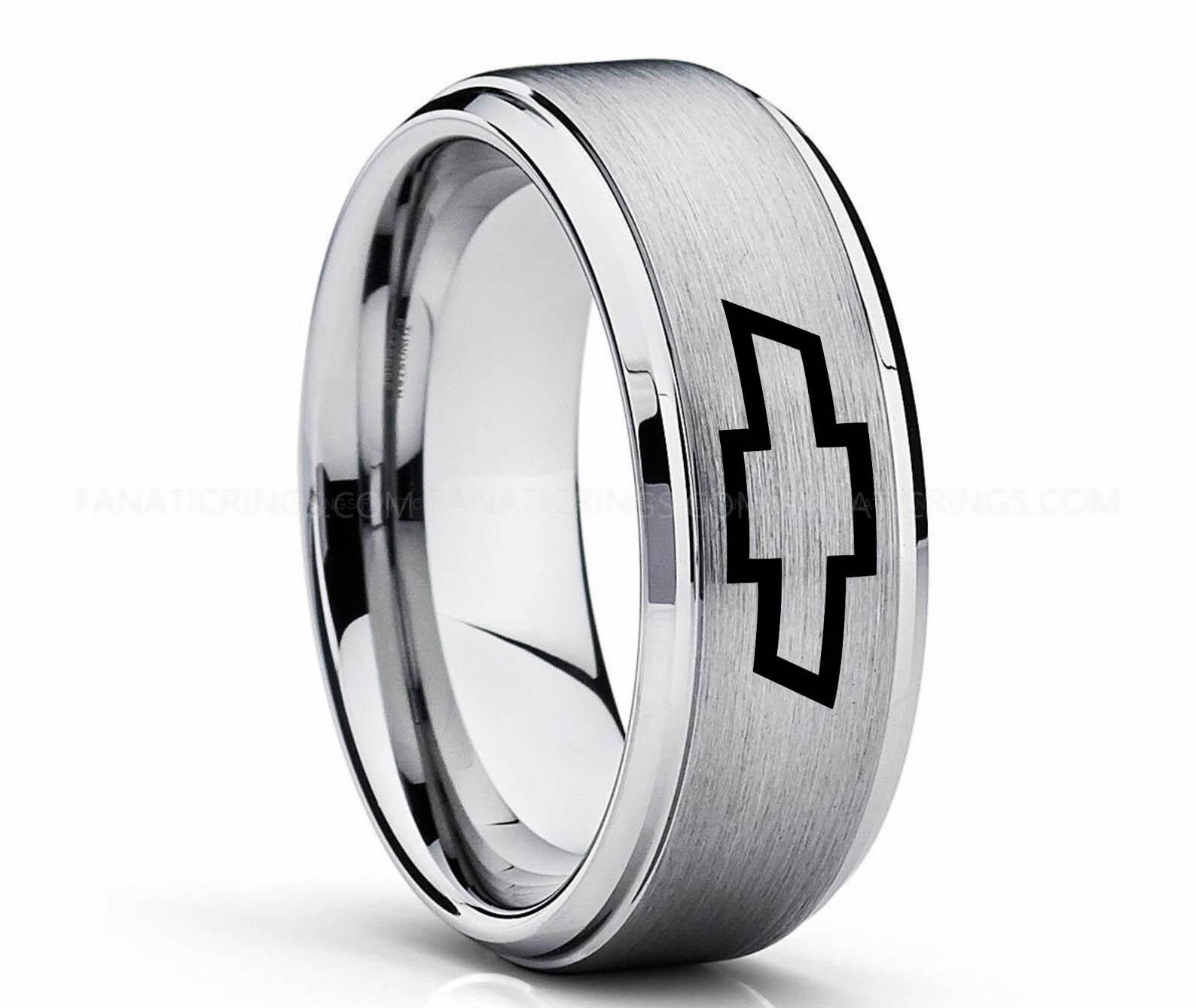 il_1588xN.3093503375_lb8f-2 Chevy Ring, Chevrolet Ring, Chevy Bowtie Ring, Auto Racing Ring, Chevy Wedding Band, Chevrolet Wedding Ring - Image 1