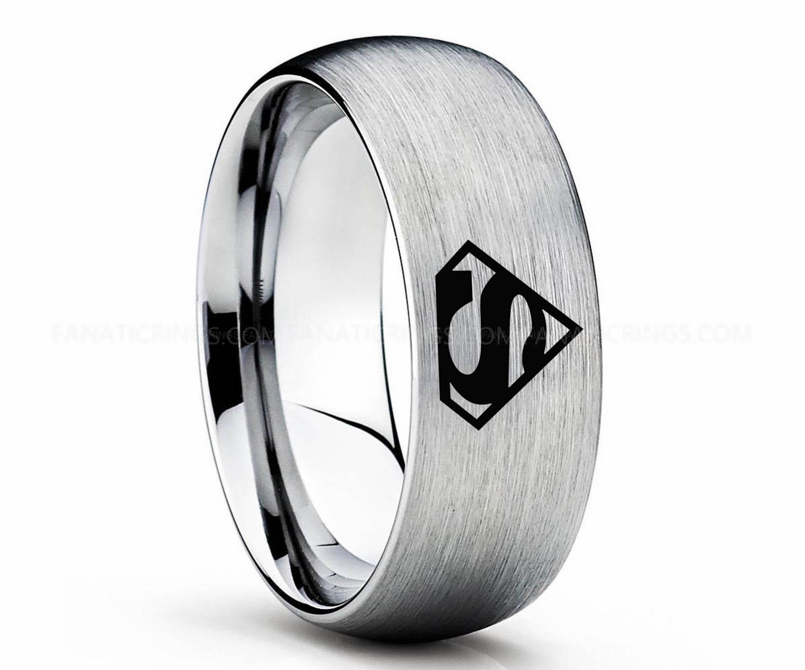 il_1588xN.3093508391_7mtg (1) Superman Ring, Superman Wedding Band, Superman Wedding Ring, Silver Wedding Band, Silver Wedding Ring - Image 1