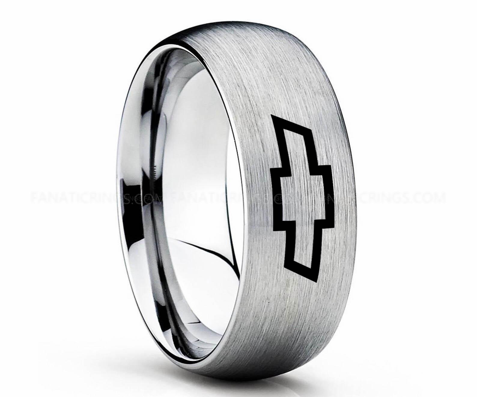 il_1588xN.3093508391_7mtg Chevy Ring, Chevrolet Ring, Chevy Bowtie Ring, Auto Racing Ring, Chevy Wedding Band, Chevrolet Wedding Ring - Image 1