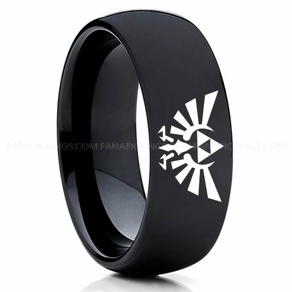 s-l1600 (2) Black (1) Legend of Zelda Ring, Legend of Zelda Jewelry, Zelda Wedding Band, Zelda Wedding Ring, Gamer Ring - Image 1