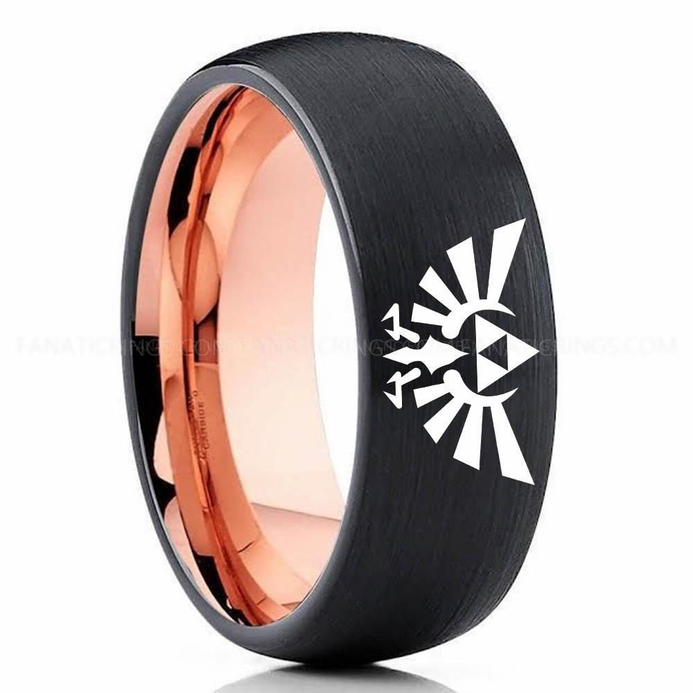 s-l1600 (2) Pink Black Legend of Zelda Ring, Legend of Zelda Jewelry, Zelda Wedding Band, Zelda Wedding Ring, Gamer Ring - Image 1