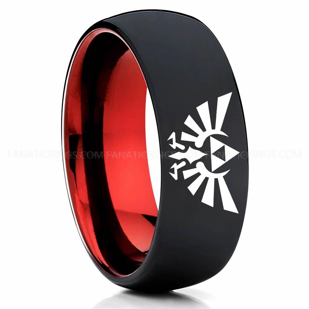 s-l1600 (2) Red Black Legend of Zelda Ring, Legend of Zelda Jewelry, Zelda Wedding Band, Zelda Wedding Ring, Gamer Ring - Image 1