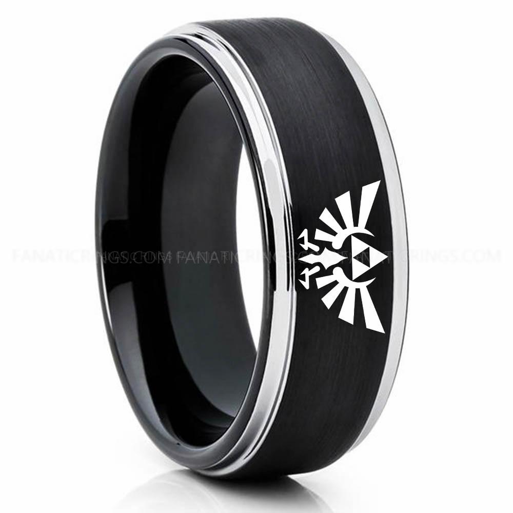 s-l1600 (2) Silver Black Legend of Zelda Ring, Legend of Zelda Jewelry, Zelda Wedding Band, Zelda Wedding Ring, Gamer Ring - Image 1