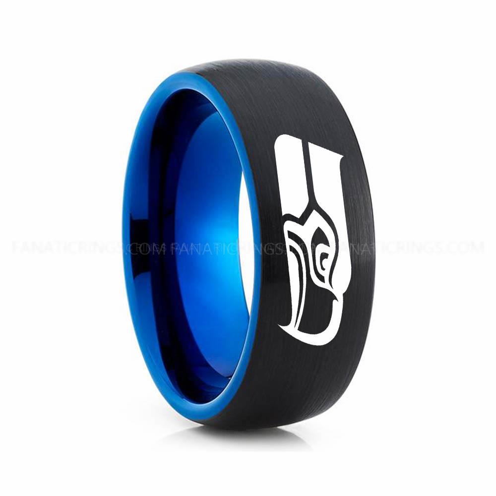 1 (20) Seahawks Ring, Seahawks Wedding Band, Seahawks Wedding Ring, Seahawks Jewelry - Image 1