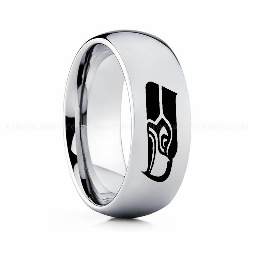 13 (17) Seahawks Ring, Seahawks Wedding Band, Seahawks Wedding Ring, Seahawks Jewelry - Image 1