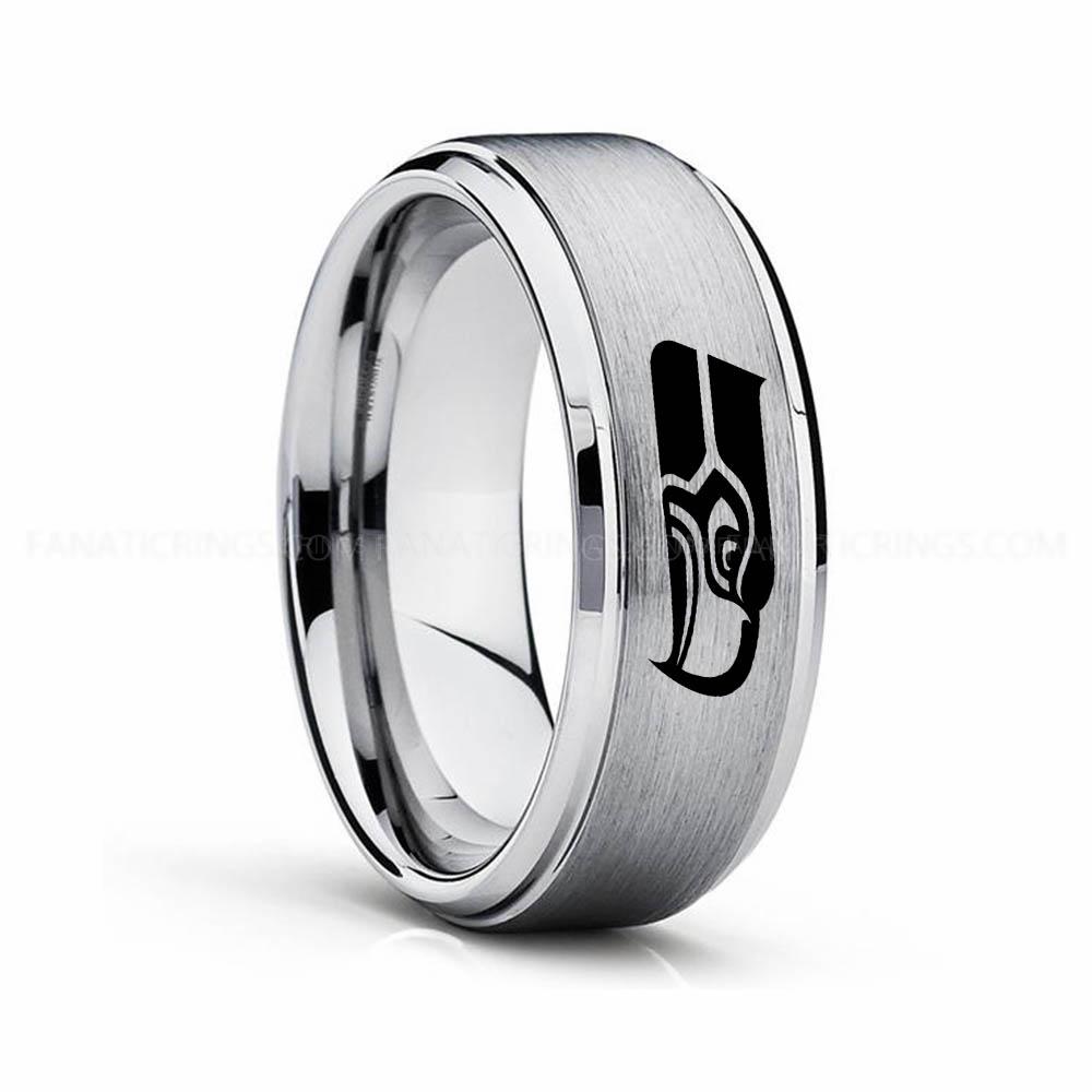 2 (18) Seahawks Ring, Seahawks Wedding Band, Seahawks Wedding Ring, Seahawks Jewelry - Image 1