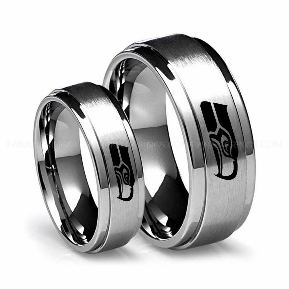 21 (2) Seahawks Ring, Seahawks Wedding Band, Seahawks Wedding Ring, Seahawks Jewelry - Image 1