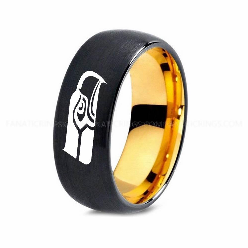 22 (2) Seahawks Ring, Seahawks Wedding Band, Seahawks Wedding Ring, Seahawks Jewelry - Image 1