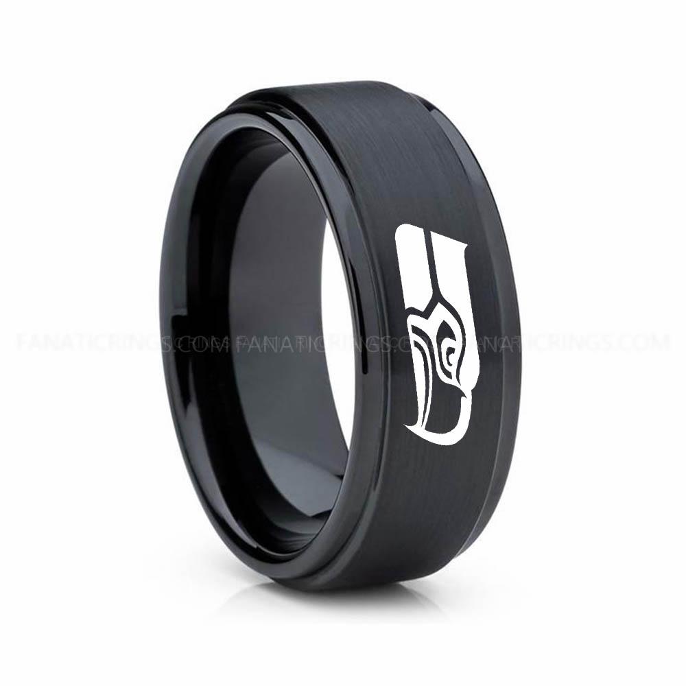 3 (19) Seahawks Ring, Seahawks Wedding Band, Seahawks Wedding Ring, Seahawks Jewelry - Image 1