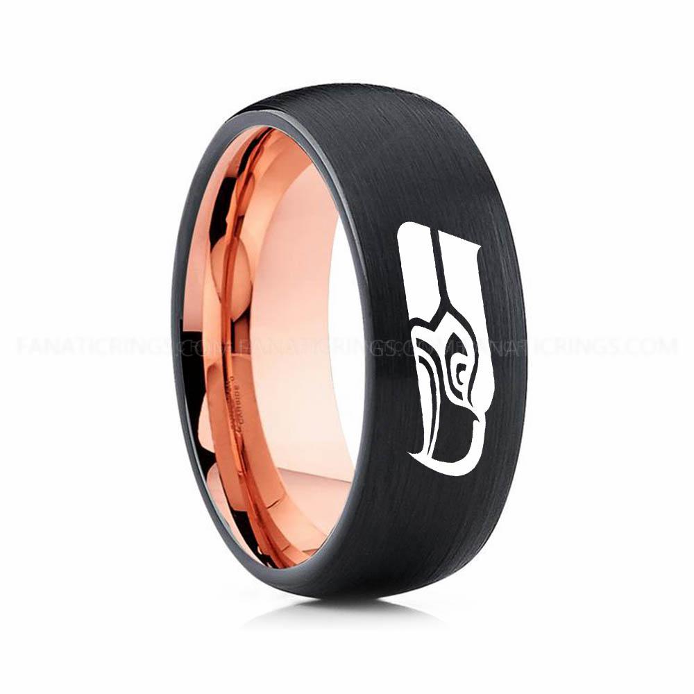 6 (18) Seahawks Ring, Seahawks Wedding Band, Seahawks Wedding Ring, Seahawks Jewelry - Image 1