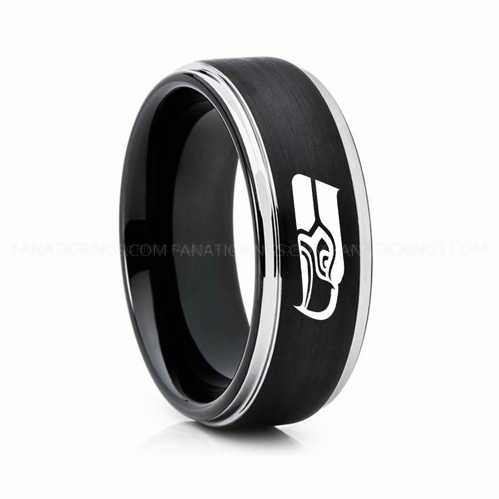 8 (17) Seahawks Ring, Seahawks Wedding Band, Seahawks Wedding Ring, Seahawks Jewelry - Image 1