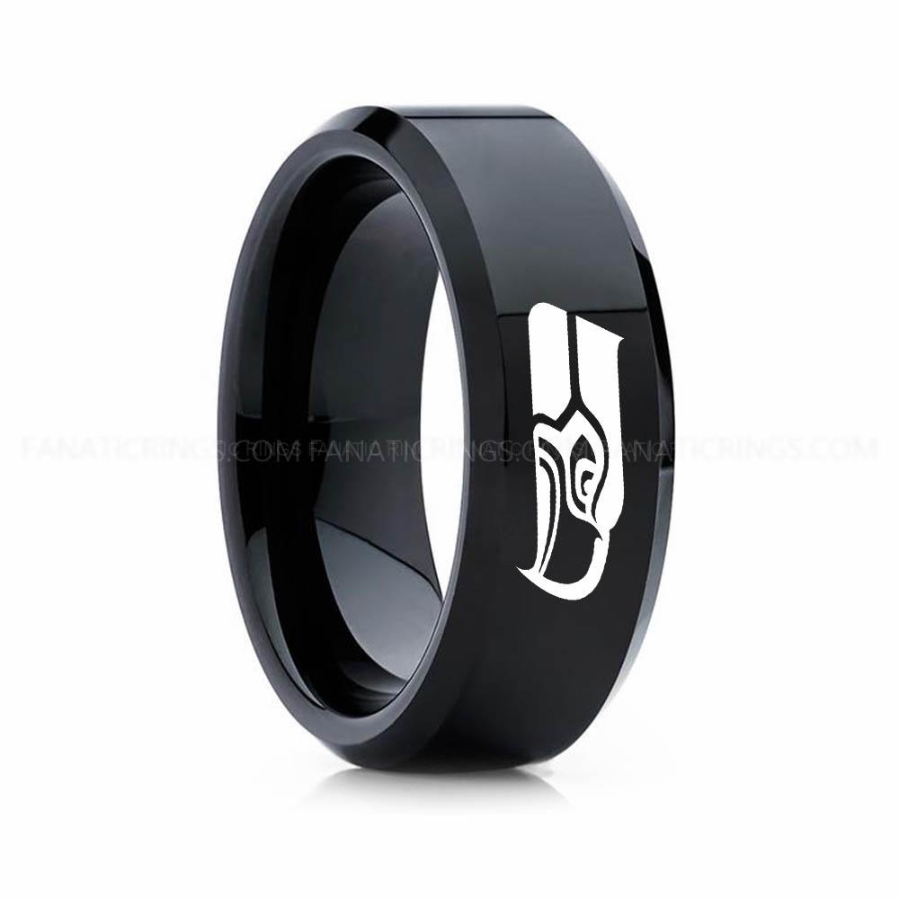 9 (17) Seahawks Ring, Seahawks Wedding Band, Seahawks Wedding Ring, Seahawks Jewelry - Image 1