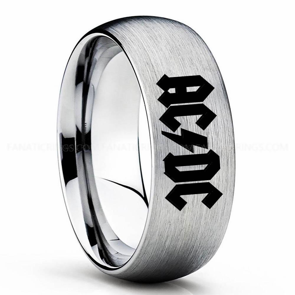ACDC Silver 2 AC/DC Ring, AC/DC Wedding Band, AC/DC Wedding Ring, AC/DC Jewelry - Image 1