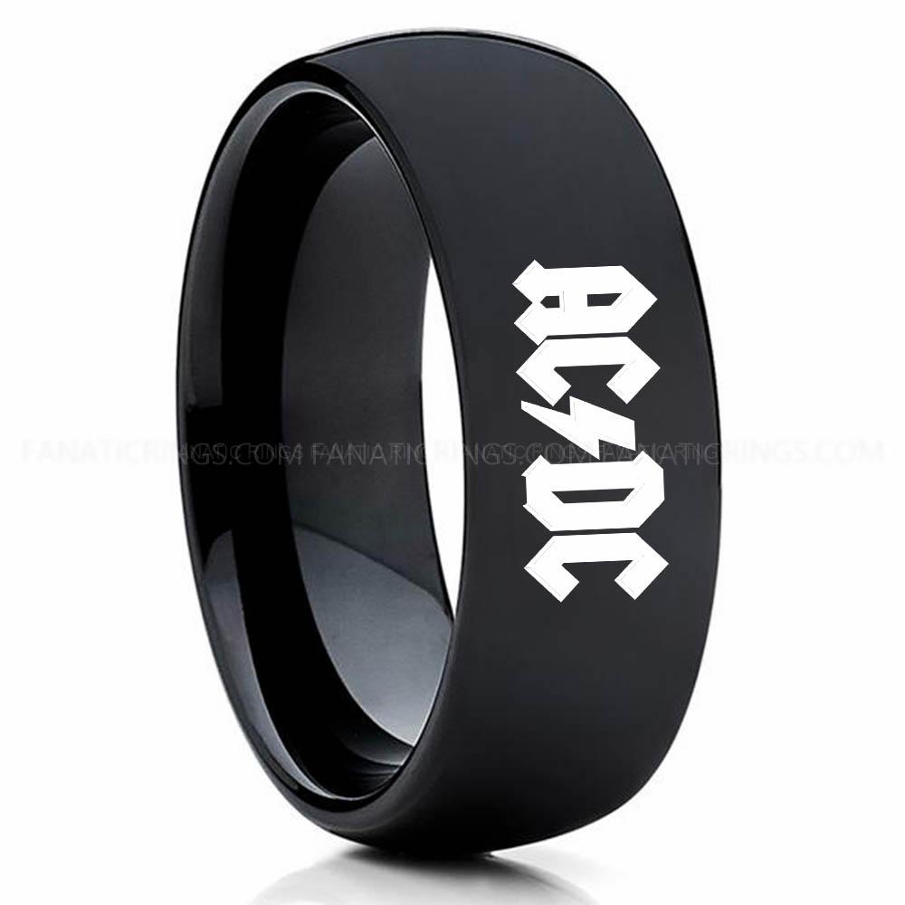 ACDC AC/DC Ring, AC/DC Wedding Band, AC/DC Wedding Ring, AC/DC Jewelry - Image 1