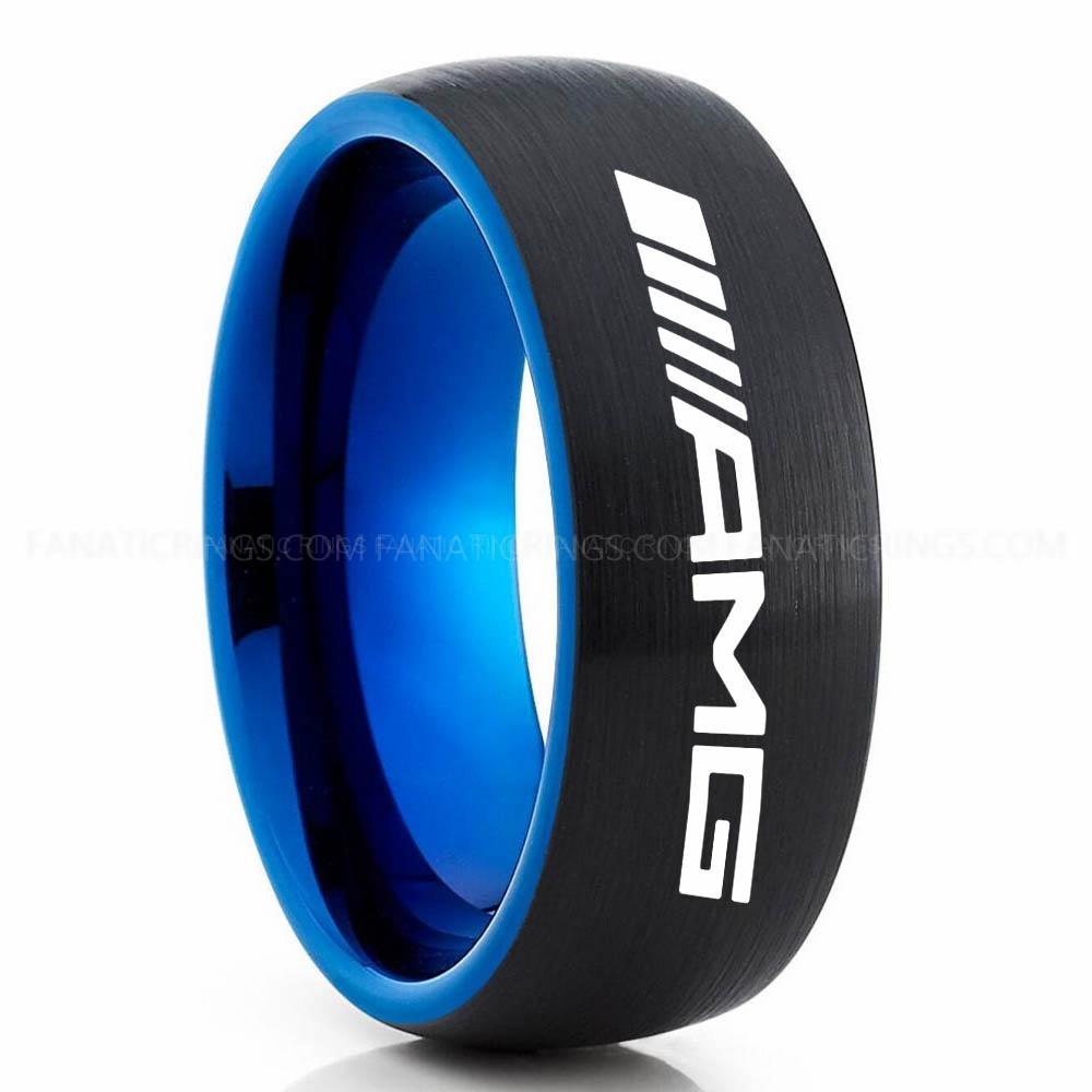 AMG Black Blue 2 Mercedes AMG Ring, Mercedes Benz AMG Wedding Ring, Mercedes Benz AMG Wedding Ring, Mercedes AMG Jewelry - Image 1