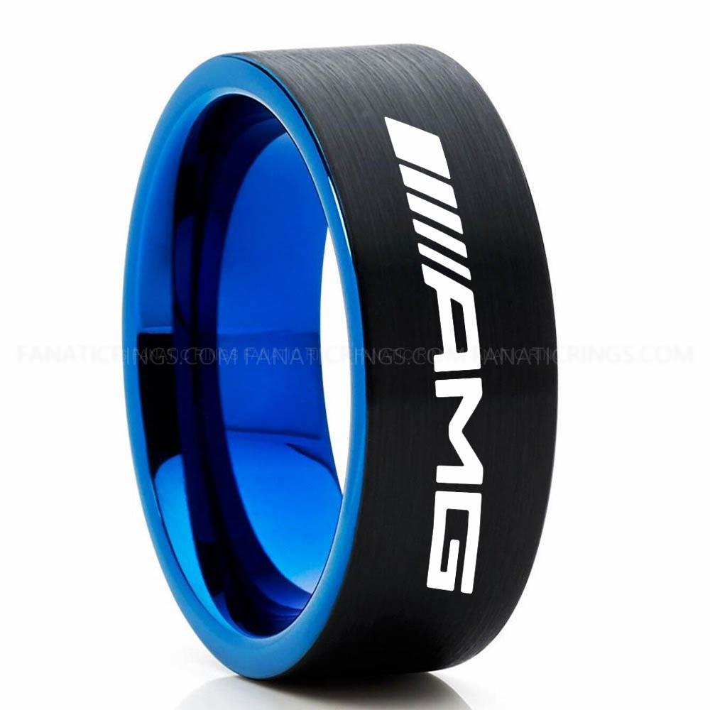 AMG Black Blue 3 Mercedes AMG Ring, Mercedes Benz AMG Wedding Ring, Mercedes Benz AMG Wedding Ring, Mercedes AMG Jewelry - Image 1