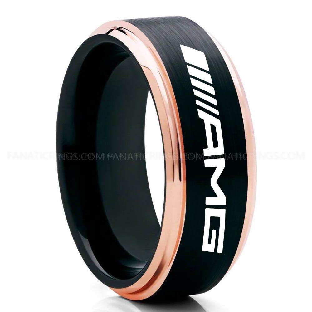 AMG Black Pink 2 Mercedes AMG Ring, Mercedes Benz AMG Wedding Ring, Mercedes Benz AMG Wedding Ring, Mercedes AMG Jewelry - Image 1